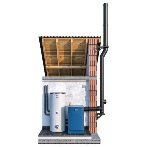 DW BLACK V2A Bausatz Doppelwandig Ø130 Höhe 7,2 m DW mit Mündungsabschluss - Jeremias DW-Black