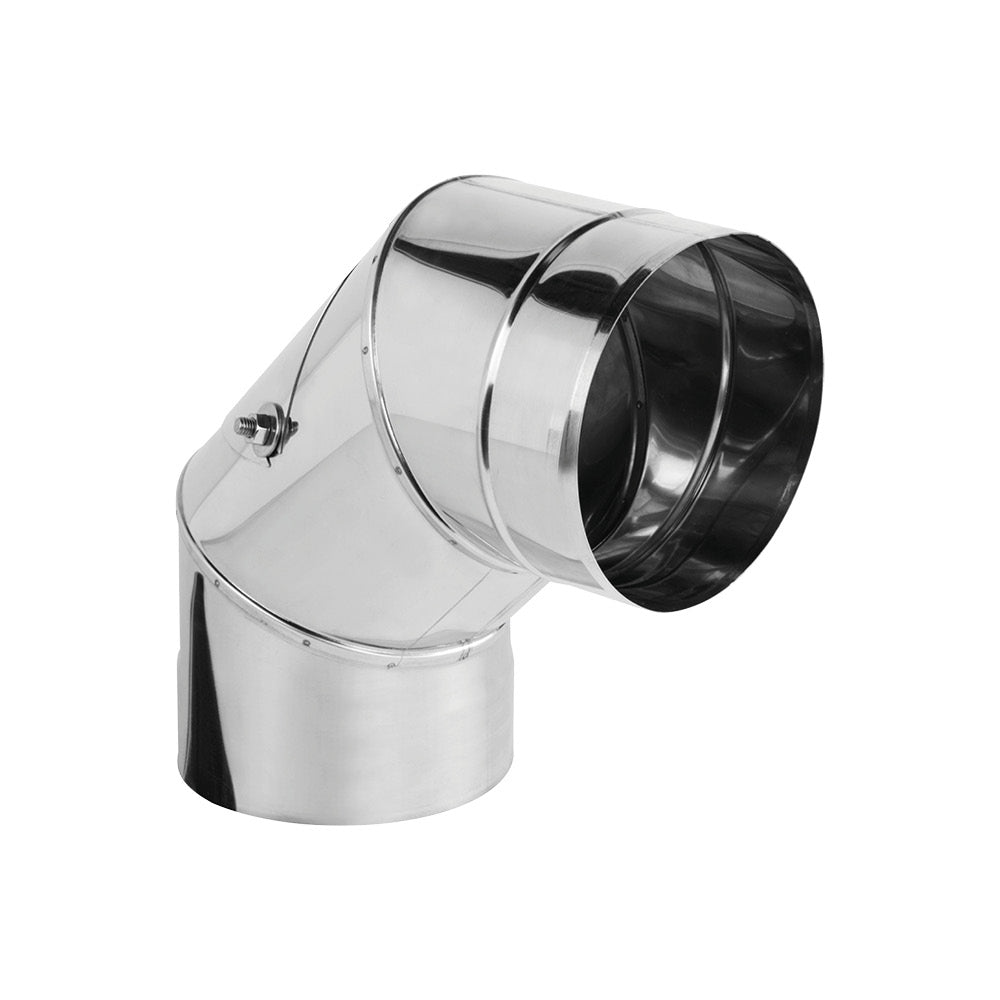 Edelstahl Reinigungswinkel / Bogen starr 90° mit Revision, einwandig, Durchmesser Ø130 mm