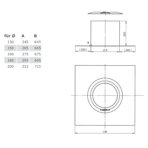 Edelstahl DW Flachdachdurchführung zylindrisch mit Wetterkragen Ø180 mm - V2A - DW-ECO 2.0 Jeremias