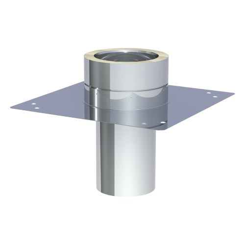 Edelstahlschornstein Grundplatte für Kaminerhöhung mit rundem Einschub Ø130 mm - V2A - DW-ECO 2.0 Jeremias