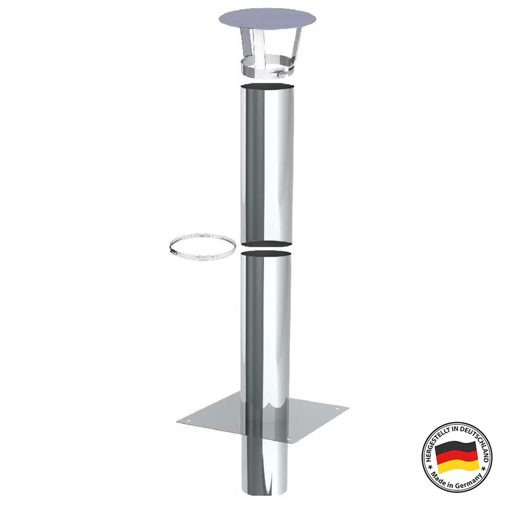 Kaminverlängerung Höhe 1 m - Schornsteinverlängerung Einwandig Ø130 mm - EW-FU Jeremias
