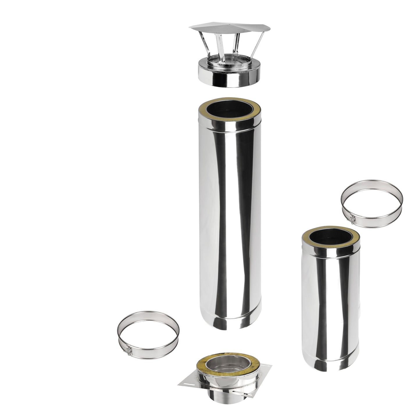 Kaminverlängerung Höhe 1,5 m - Schornsteinverlängerung Doppelwandig DW Ø130 mm - Jeremias DW-ECO 2.0