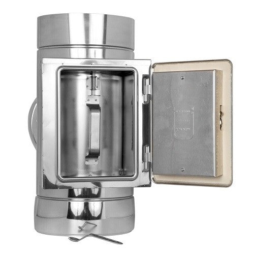 Edelstahlschornstein T-Stück 90° mit Reinigung gegenüberliegend Ø130 mm - V2A - DW-ECO 2.0 Jeremias
