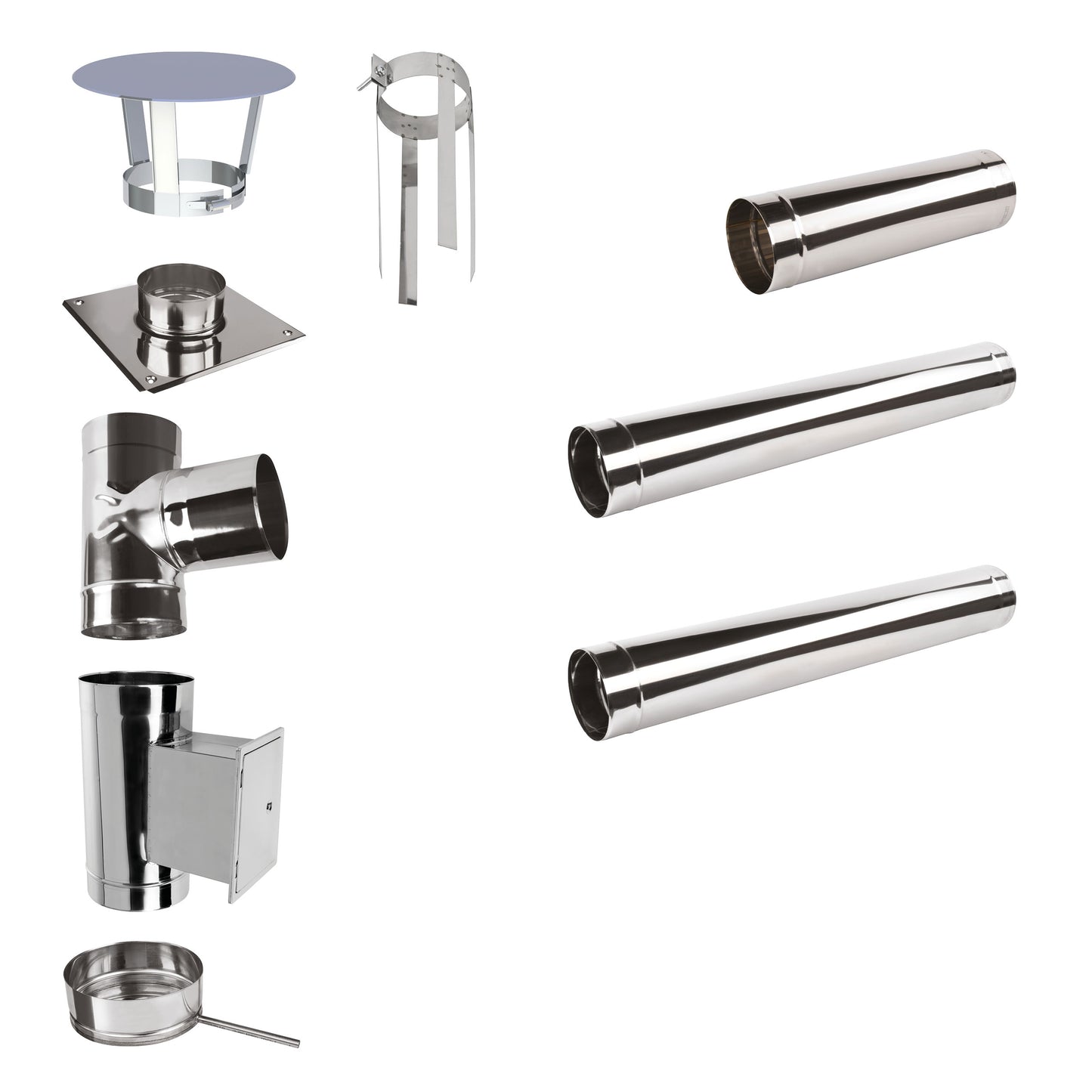 Edelstahlschornstein Bausatz Einwandig 3,5 m - Ø120 mm - 0,6 mm Sanierungsbausatz einwandig Abgasrohr Sanierung