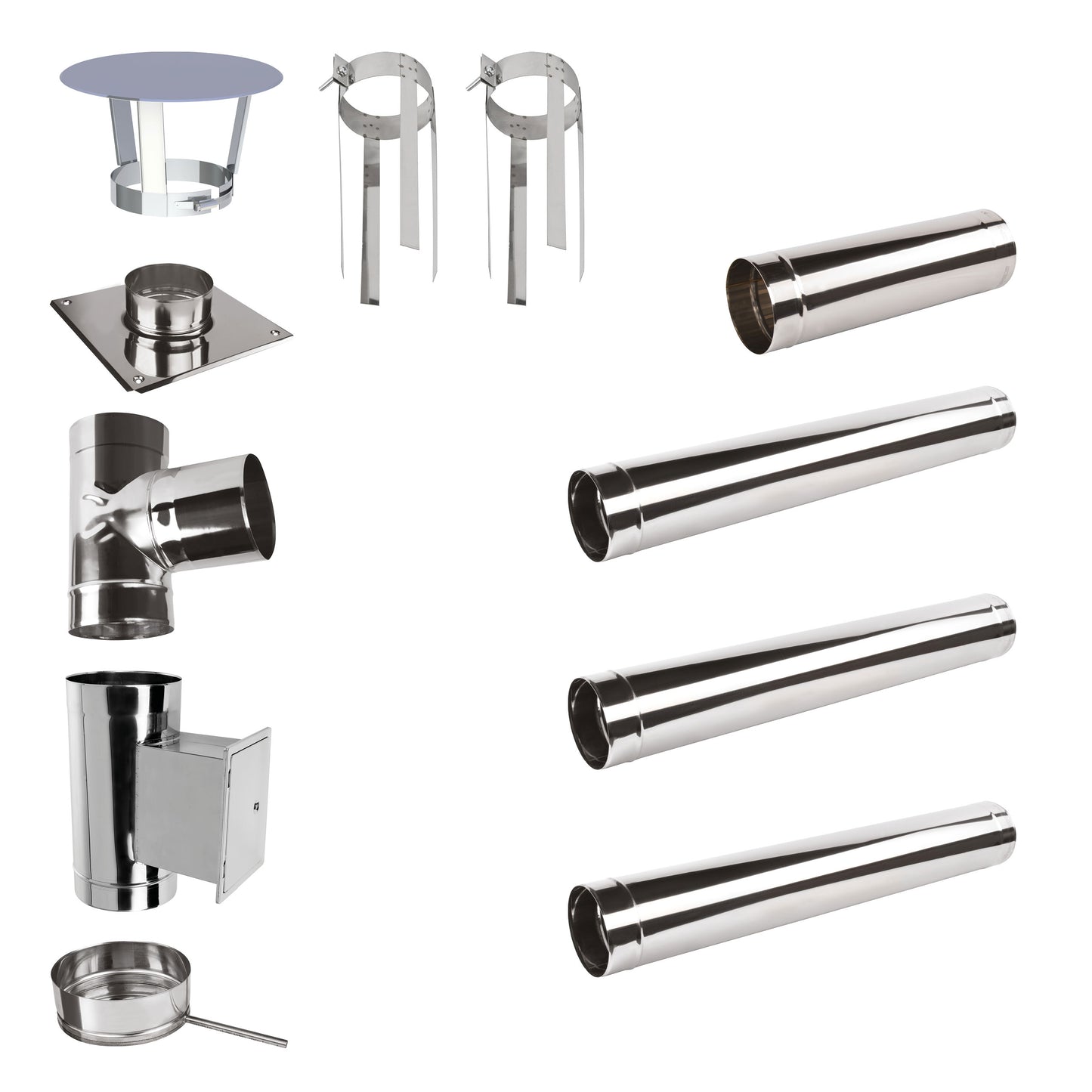 Edelstahlschornstein Bausatz Einwandig 4,5 m - Ø120 mm - 0,6 mm Sanierungsbausatz einwandig Abgasrohr Sanierung