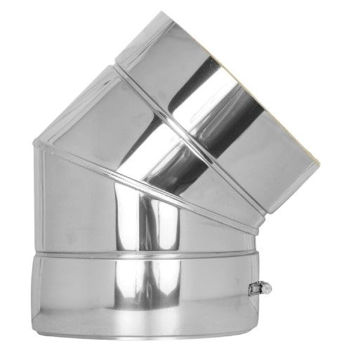 Edelstahlschornstein Bogen 45° starr Ø130 mm - V2A - DW-ECO 2.0 Jeremias