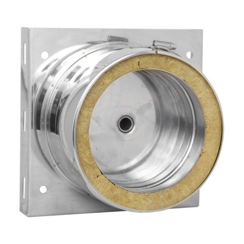 Edelstahlschornstein Grundplatte mit Kondensatablauf unten und 1/2'' Nippel Ø130 mm - V2A - DW-ECO 2.0 Jeremias