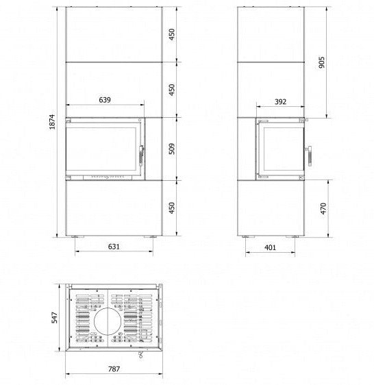 Kratki Kaminofen Simple Box Schwarz Links 8 kW Ø200 BImSchV Stufe 2 Holzofen