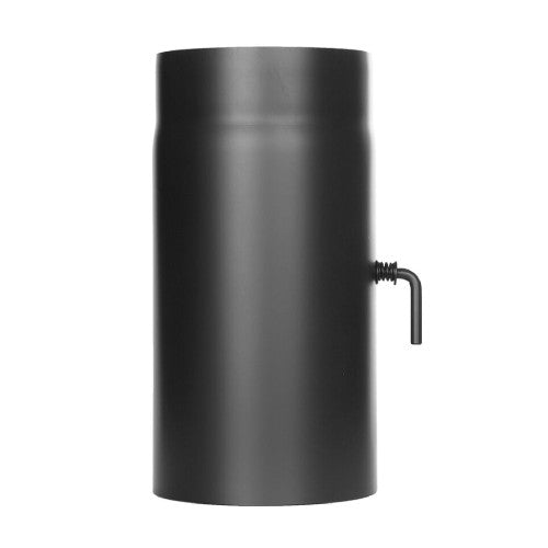 Ofenrohr - Längenelement 300 mm mit Drosselklappe Ø150 mm - 2,0 mm - schwarz - Ferro-Lux Jeremias