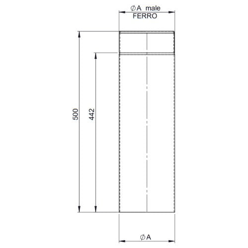 Ofenrohr - Längenelement 500 mm Ø150 mm - 2,0 mm - schwarz - Ferro-Lux Jeremias
