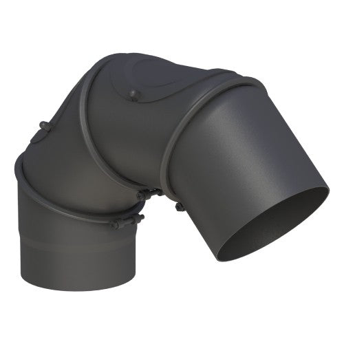 Ofenrohr - Winkel 0-90° 4-teilig mit 2 Türen Ø150 mm - 2,0 mm - schwarz - Ferro-Lux Jeremias