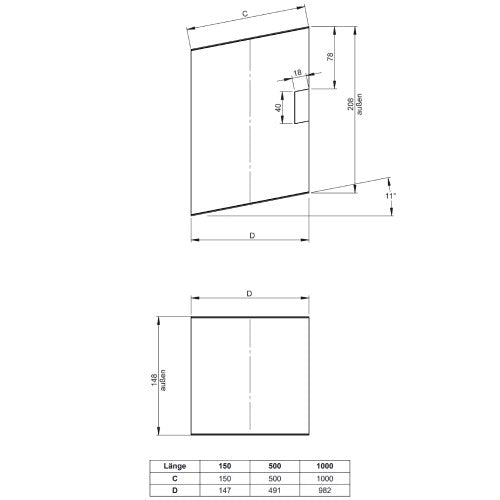 Edelstahl Verlängerung für Kamintür Jeremias - 140 x 210 mm
