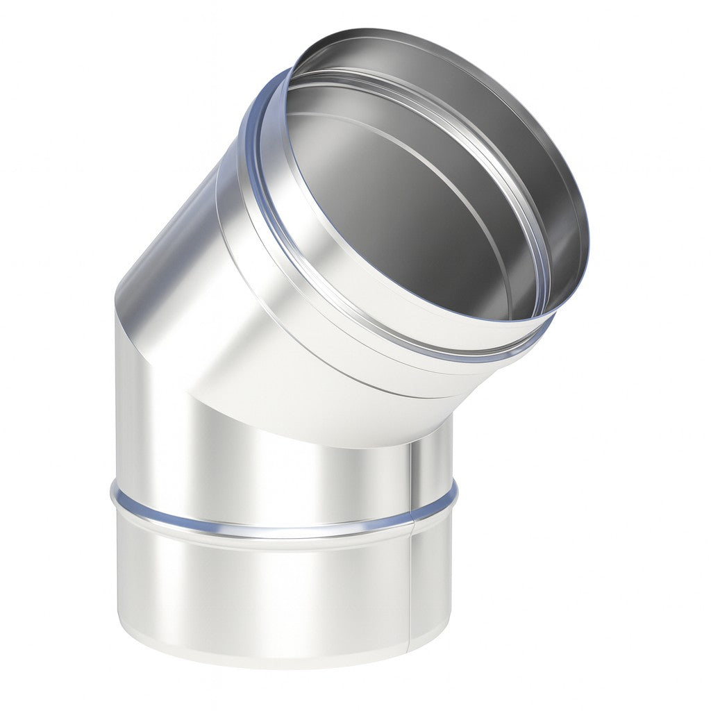 Edelstahl Bogen 45° starr Ø180 mm - 0,6 mm - V4A, V2A - Abgasrohr Sanierung EW-FU Jeremias