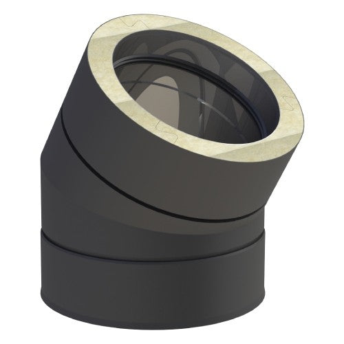 Edelstahlschornstein Doppelwandig Bogen 30° starr Schwarz Ø180 mm - V2A - Jeremias DW-Black