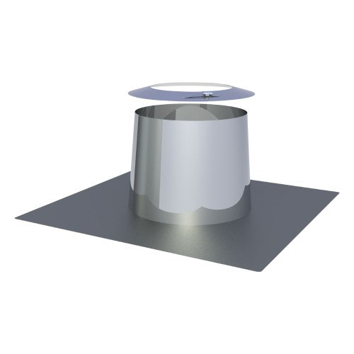 Edelstahl DW Flachdachdurchführung konisch mit Wetterkragen Ø130 mm - V2A - DW-ECO 2.0 Jeremias