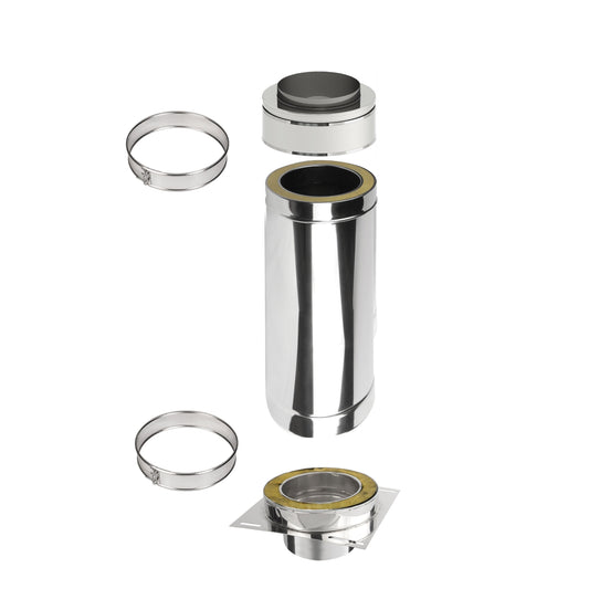 Kaminverlängerung Höhe 0,5 m - Schornsteinverlängerung Doppelwandig DW Ø150 mm - Jeremias DW-ECO 2.0