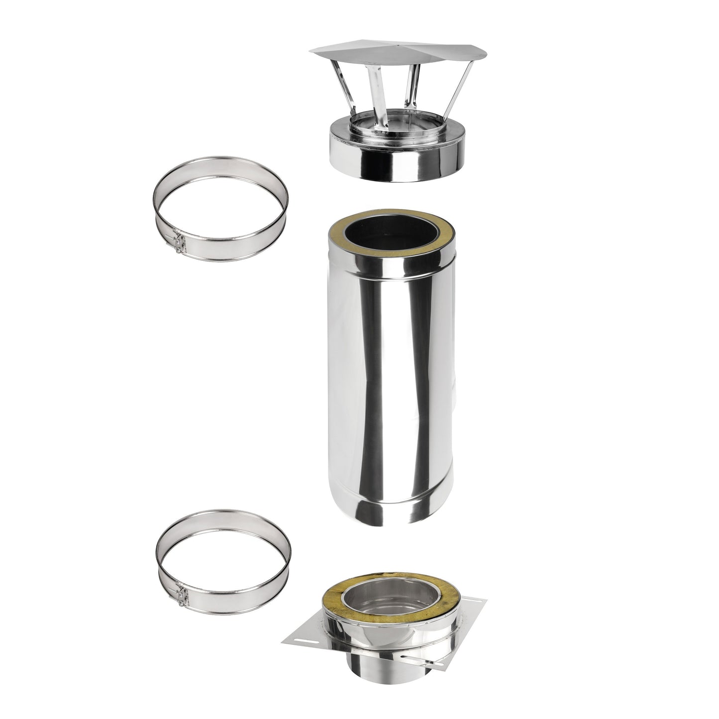 Kaminverlängerung Höhe 0,5 m - Schornsteinverlängerung Doppelwandig DW Ø150 mm - Jeremias DW-ECO 2.0