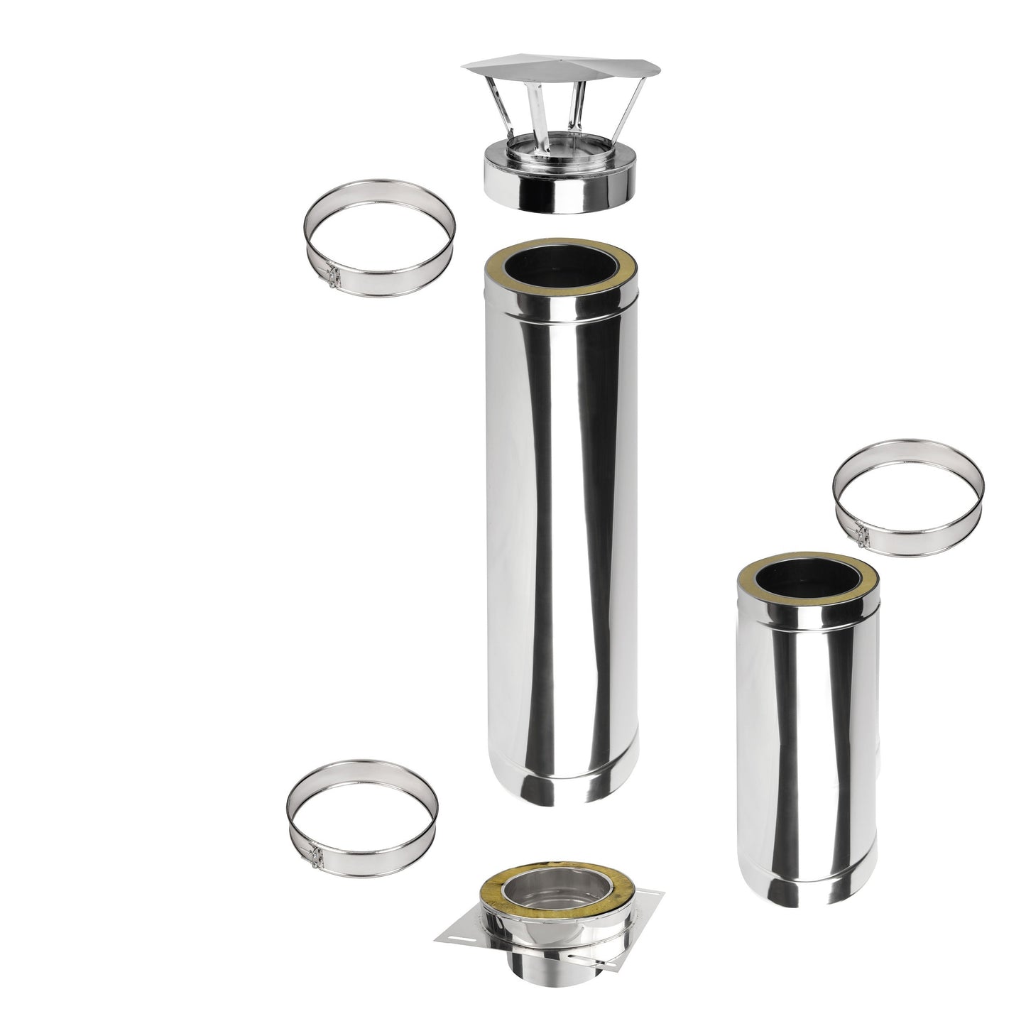 Kaminverlängerung Höhe 1,5 m - Schornsteinverlängerung Doppelwandig DW Ø150 mm - Jeremias DW-ECO 2.0