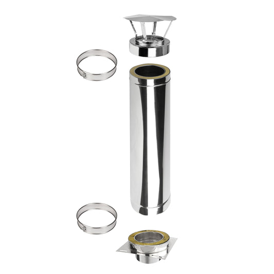 Kaminverlängerung Höhe 1 m - Schornsteinverlängerung Doppelwandig DW Ø150 mm - Jeremias DW-ECO 2.0