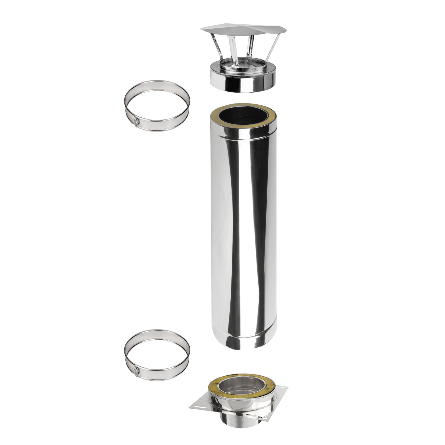 Kaminverlängerung Höhe 1 m - Schornsteinverlängerung Doppelwandig DW Ø130 mm - Jeremias DW-ECO 2.0