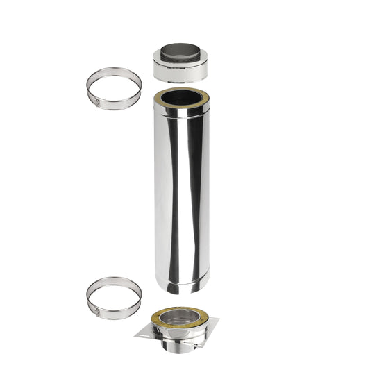 Kaminverlängerung Höhe 1 m - Schornsteinverlängerung Doppelwandig DW Ø150 mm - Jeremias DW-ECO 2.0