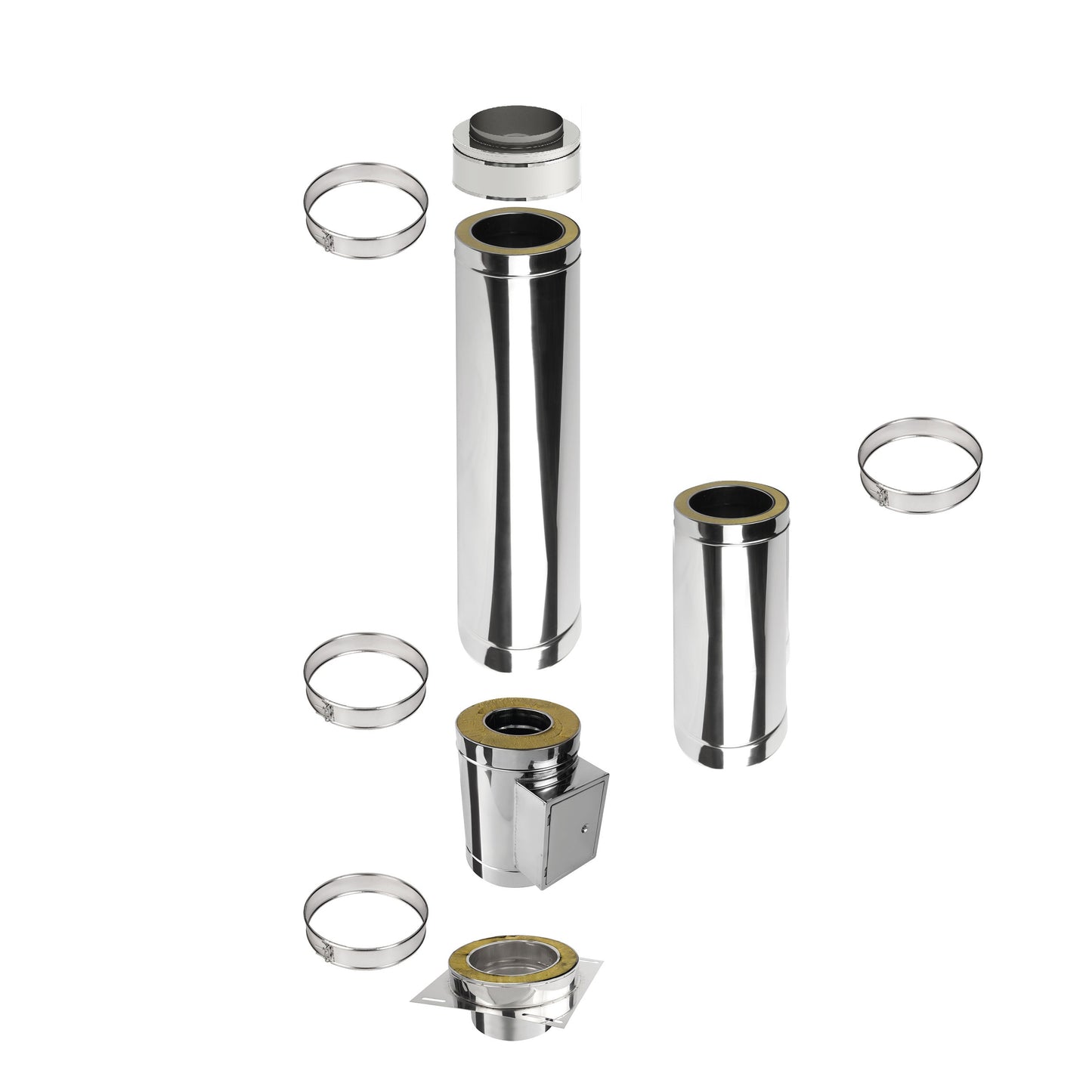 Kaminverlängerung mit Reinigungselement Höhe 2 m - Schornsteinverlängerung Doppelwandig DW Ø130 mm - Jeremias DW-ECO 2.0