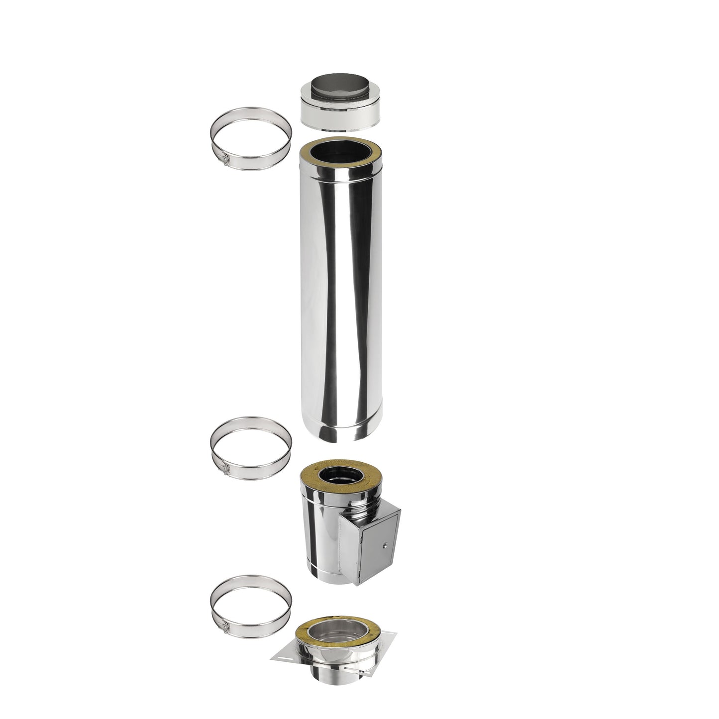 Kaminverlängerung mit Reinigungselement Höhe 1,5 m - Schornsteinverlängerung Doppelwandig DW Ø130 mm - Jeremias DW-ECO 2.0