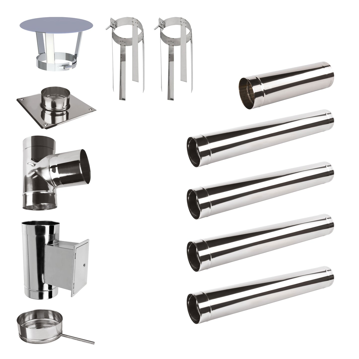 Edelstahlschornstein Bausatz Einwandig 5,5 m - Ø200 mm - 0,6 mm Sanierungsbausatz einwandig Abgasrohr Sanierung