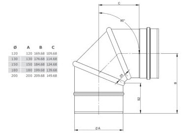 Edelstahl Bogen drehbar 0-90° - Ø160 mm - 0,6 mm - V4A, V2A - Abgasrohr Sanierung EW-FU Jeremias