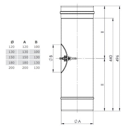 Edelstahl Revisionselement - Ø180 mm - Länge 500 mm - 0,6 mm - V4A, V2A - Abgasrohr Sanierung EW-FU Jeremias