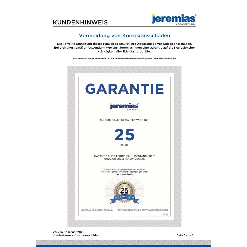 Kaminverlängerung Höhe 1,5 m - Schornsteinverlängerung Doppelwandig DW Ø160 mm - Jeremias DW-ECO 2.0
