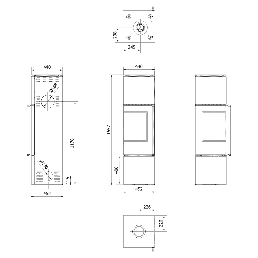 Kratki Kaminofen Ren PRO Links 7 kW Ø150 BImSchV Stufe 2 Holzofen