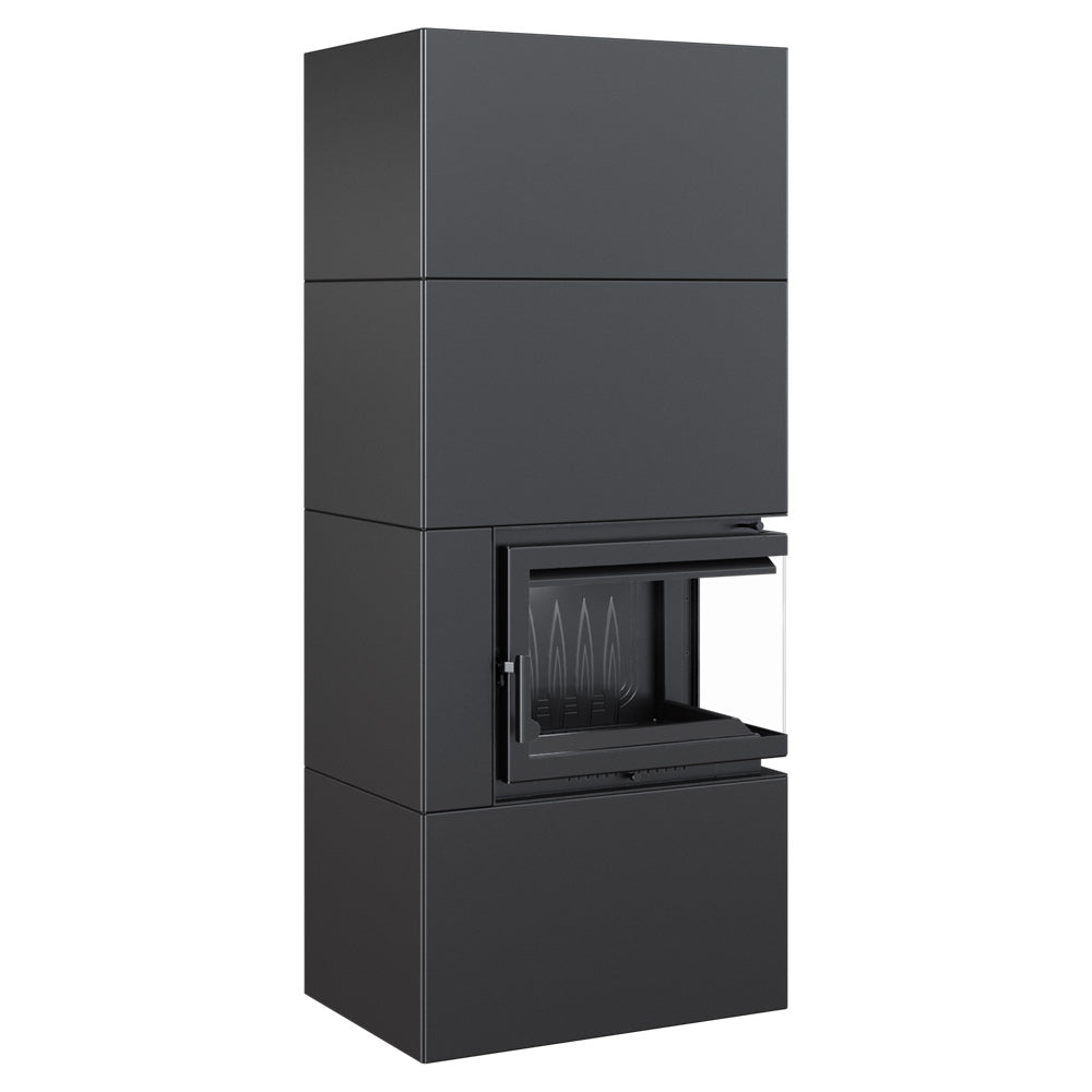 Kratki Kaminofen Simple Box Schwarz Rechts 8 kW Ø200 BImSchV Stufe 2 Holzofen