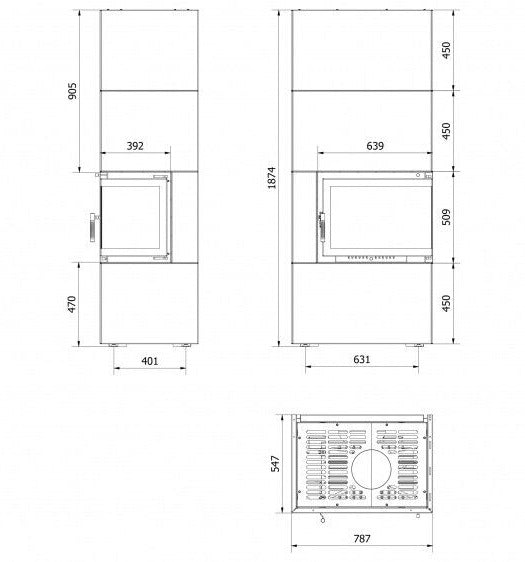 Kratki Kaminofen Simple Box Schwarz Rechts 8 kW Ø200 BImSchV Stufe 2 Holzofen