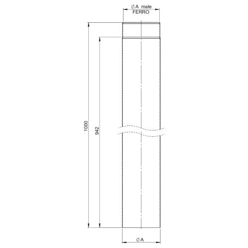 Ofenrohr - Längenelement 1000 mm Ø150 mm - 2,0 mm - schwarz - Ferro-Lux Jeremias