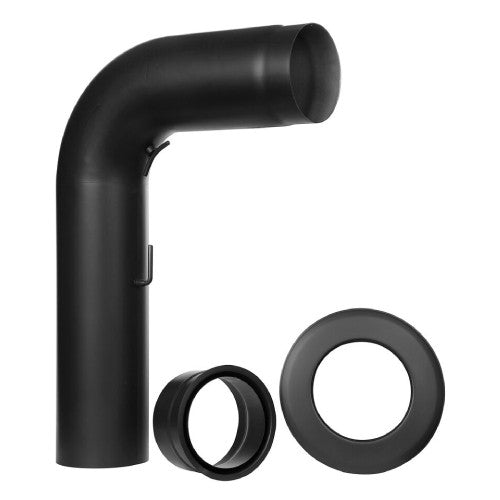 Ofenrohr - Winkelrohr (Schenkellänge 500/700 mm) - Anschluss-Set oben Ø150 mm - 2,0 mm - schwarz - Ferro-Lux Jeremias