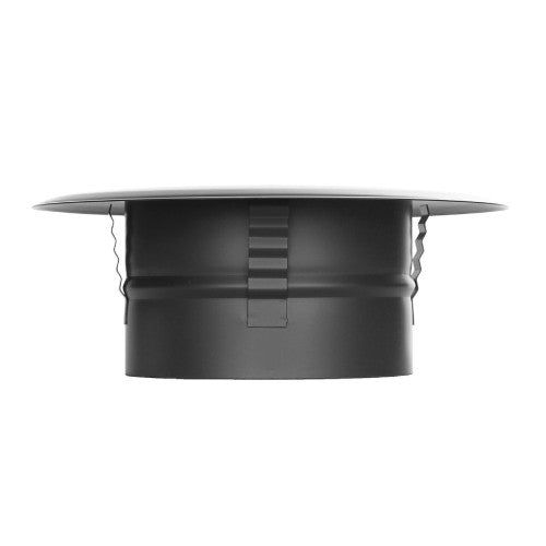 Ofenrohr - Wandfutter mit Zentrierfeder und Wandrosette Ø150 mm - 2,0 mm - schwarz - Ferro-Lux Jeremias