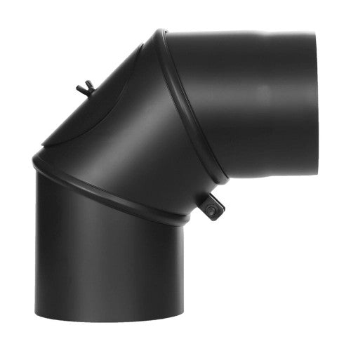 Ofenrohr - Winkel drehbar 0-90° mit Tür Ø150 mm - 2,0 mm - schwarz - Ferro-Lux Jeremias