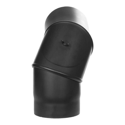 Ofenrohr - Winkel drehbar 0-90° mit Tür Ø150 mm - 2,0 mm - schwarz - Ferro-Lux Jeremias