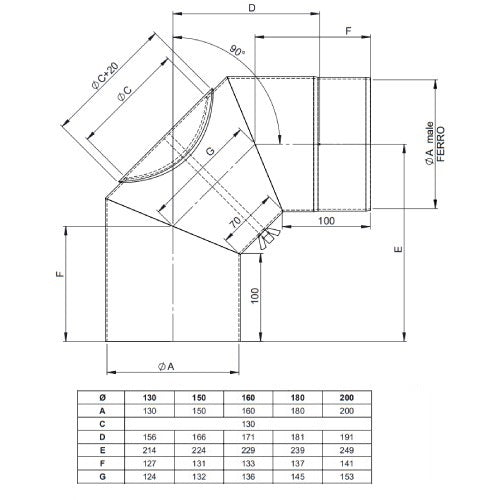 Ofenrohr - Winkel 90° mit Tür Ø150 mm - 2,0 mm - schwarz - Ferro-Lux Jeremias