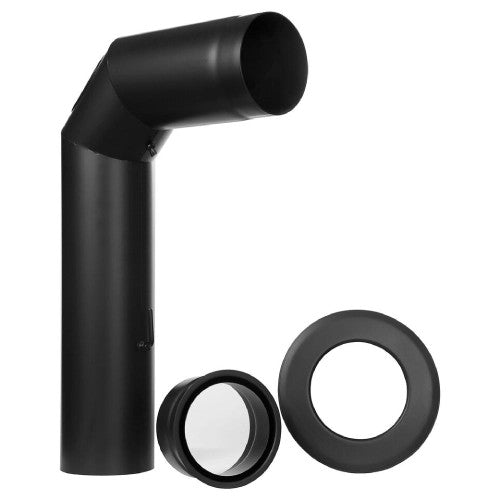 Ofenrohr - Winkelrohr (Schenkellänge 450/700 mm) - Anschluss-Set oben Ø150 mm - 2,0 mm - schwarz - Ferro-Lux Jeremias
