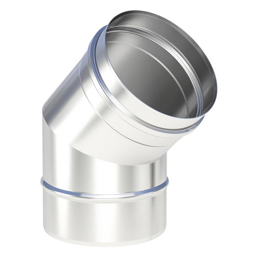 Edelstahl Bogen 45° starr Ø150 mm - 0,6 mm - V4A, V2A - Abgasrohr Sanierung EW-FU Jeremias