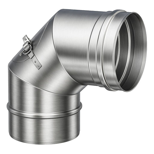 Edelstahl Bogen 90° starr mit Revision Ø180 mm - 0,6 mm - V4A, V2A - Abgasrohr Sanierung EW-FU Jeremias